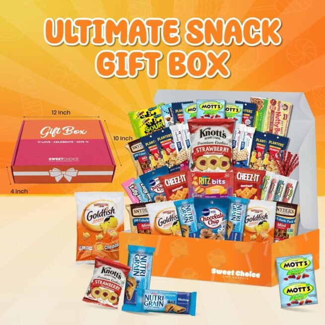 Christmas Snack Box Variety Pack with Chips, Cookies & Bars (40 Count) - Snacks Variety Pack for Adults, Kids & Teens - Care Packages for College Students, Office Treats, Travel & Birthdays